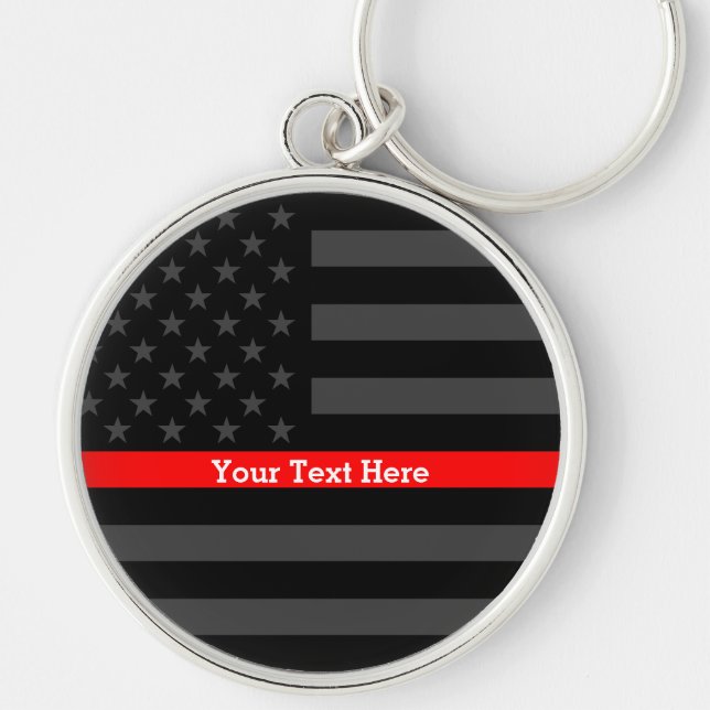 Porte-clés Une ligne rouge mince drapeau des USA personnalisé (Devant)
