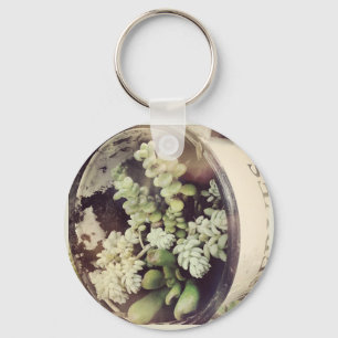 Porte-clés Une tasse remplie de plantes succulents