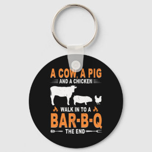 Porte-clés Une vache, un cochon et un poulet entrent dans un