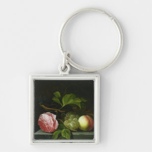 Porte-clés Une vie immobile avec un rose, les raisins et la