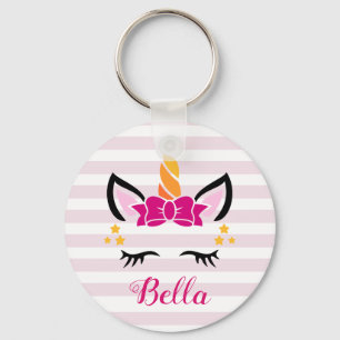 Porte-clés Unicorne À Rayures Mignonnes Avec Porte - clé À Bo