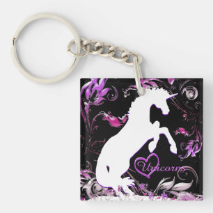 Porte-clés Unicorne blanche V (éclaboussure colorée)