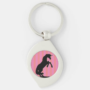 Porte-clés Unicorne d'élevage noir (rayé rose)