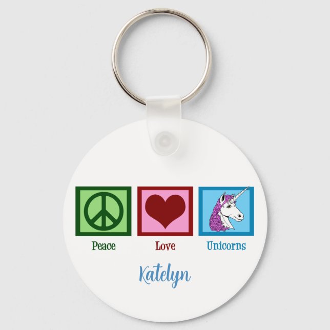 Porte-clés Unicornes Peace Love (Recto)