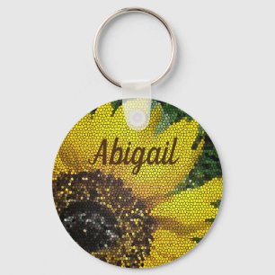 Porte-clés Unique Tournesol Lumineux Fleur Jaune Mosaïque