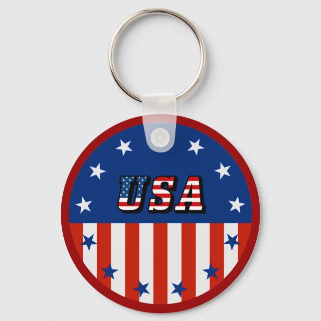 Porte-clés USA - Drapeau américain et étoiles en cercle (Recto)