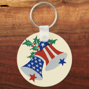 Porte-clés USA Drapeau American Patriotic Christmas Bells Art