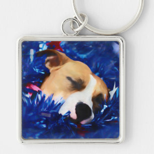 Porte-clés USA Patriotique Chien American Pit Bull Terrier