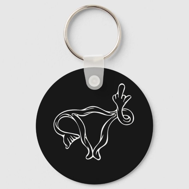 Porte-clés Uterus à doigt moyen Pro-choix (Recto)