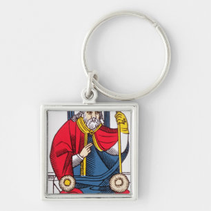 Porte-clés V le pape, carte de tarot