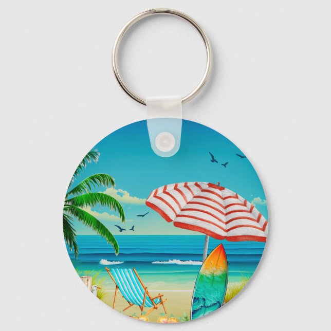 Porte-clés Vacances d'été sur la plage, Détente (Recto)