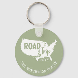 Porte-clés Vacances personnalisées   Family Road Trip USA Car