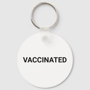Porte-clés Vacciné, noir blanc simple personnalisé