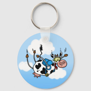 Porte-clés vache à parachutisme aucun porte - clé de txt