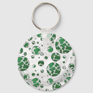 Porte-clés Vache à pois Imprimé vert et blanc