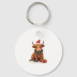 Porte-clés Vache des Highlands de Noël vintage avec cadeaux M