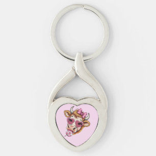 Porte-clés Vache des Highlands Saint-Valentin Coquette Saint-
