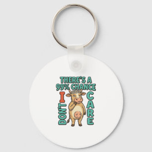 Porte-clés Vache drôle 99% de chance que je m'en fiche Graphi