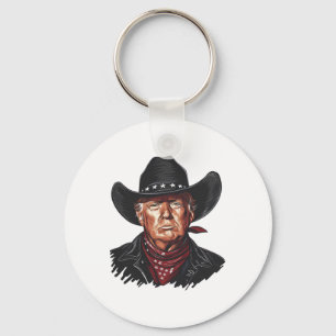 Porte-clés Vache drôle Western Donald Trump Drapeau américain