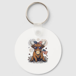 Porte-clés Vache écossaise patriotique Bubblegum Gravure vint