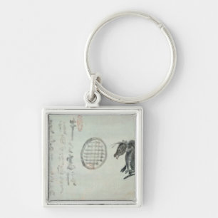 Porte-clés Vache, fenêtre ovale et Haiku