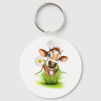 Porte-clés Vache Jersey dans l'herbe