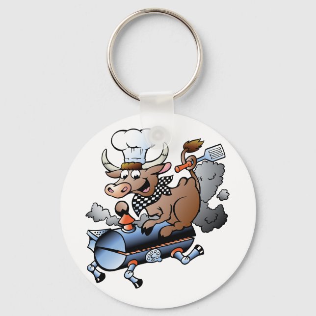 Porte-clés Vache Montant Un Porte - clé BBQ (Recto)