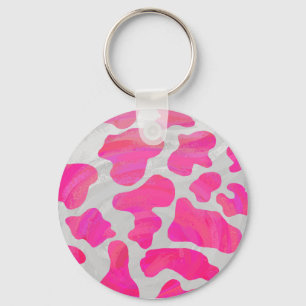 Porte-clés Vache rose et blanc chaud