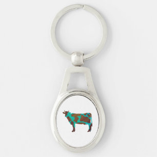 Porte-clés Vache Silhouette Brown et Turquoise