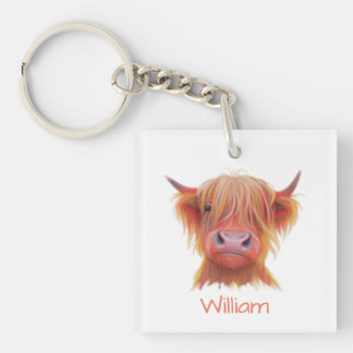 Porte-clés vache velue écossaise personnalisée