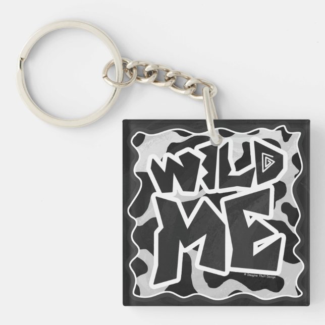 Porte-clés Vache Wild Me Noir et Blanc (Devant)