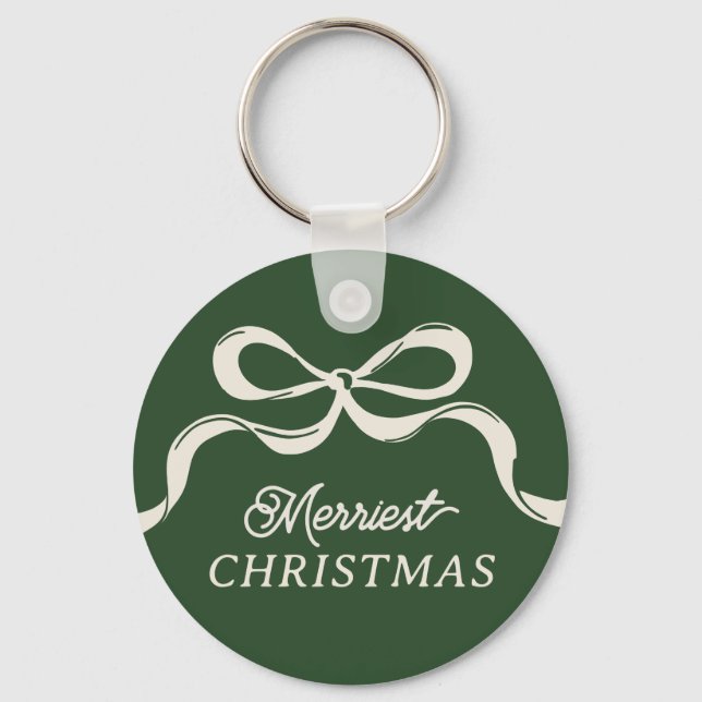 Porte-clés Vaches de Noël modernes | Classic Holiday Green (Recto)
