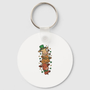 Porte-clés Vaches empilées mignonnes St Patrick Gravure vinta