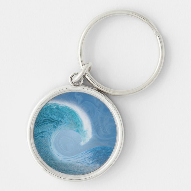 Porte-clés Vague Bleue Artistique (Devant)