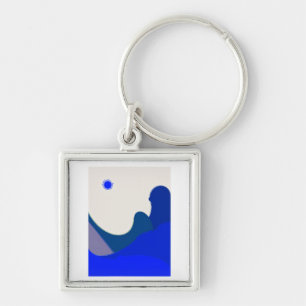 Porte-clés Vagues Bleues Abstrait