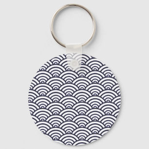 Porte-clés Vagues bleues japonaises Seigaiha Mer