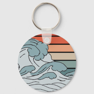 Porte-clés Vagues Océaniques Colorées Esthétiques Avec Beach