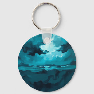 Porte-clés Vagues Océaniques Maussades Sous un Ciel Orageux –