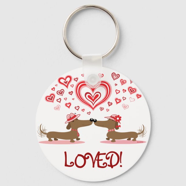 Porte-clés Valentine Dachshunds (Recto)