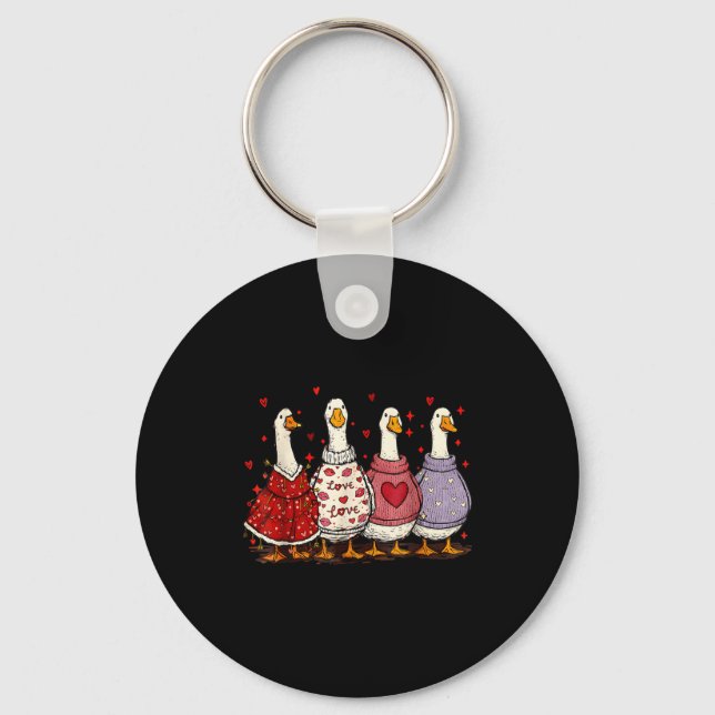 Porte-clés Valentine Goose Heart Silly Goose Valentines Day  (Recto)