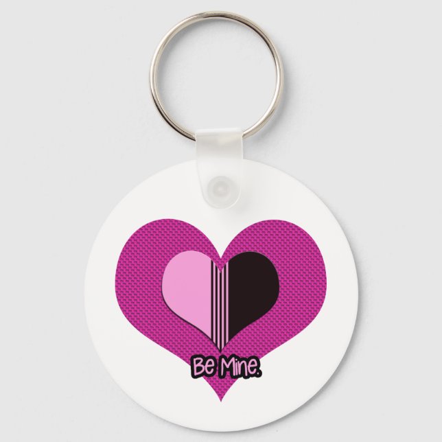 Porte-clés Valentine Heart Pink and Black Be Mine (Recto)