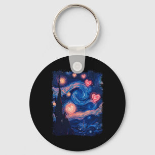 Porte-clés Valentine Van Gogh Nuit Étoilée Cœur Assorti Cou