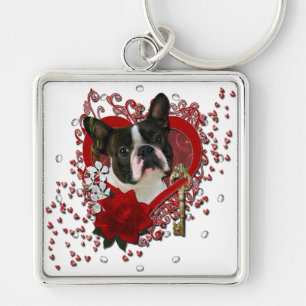 Porte-clés Valentines - clé à mon coeur - Boston Terrier