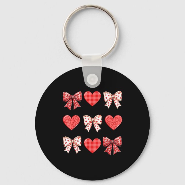 Porte-clés Valentines Day Hearts Leopard Coquette Bow Women G (Recto)