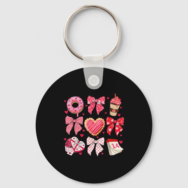 Porte-clés Valentines Day Hearts Leopard Coquette Bow Women G (Recto)