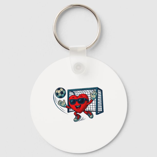 Porte-clés Valentines Day Soccer Goalkeeper Funny Heart Boys  (Recto)