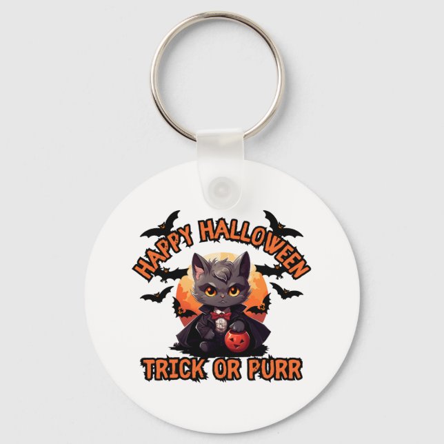Porte-clés Vampire Chat Halloween Citrouille Chat Éffrayant F (Recto)