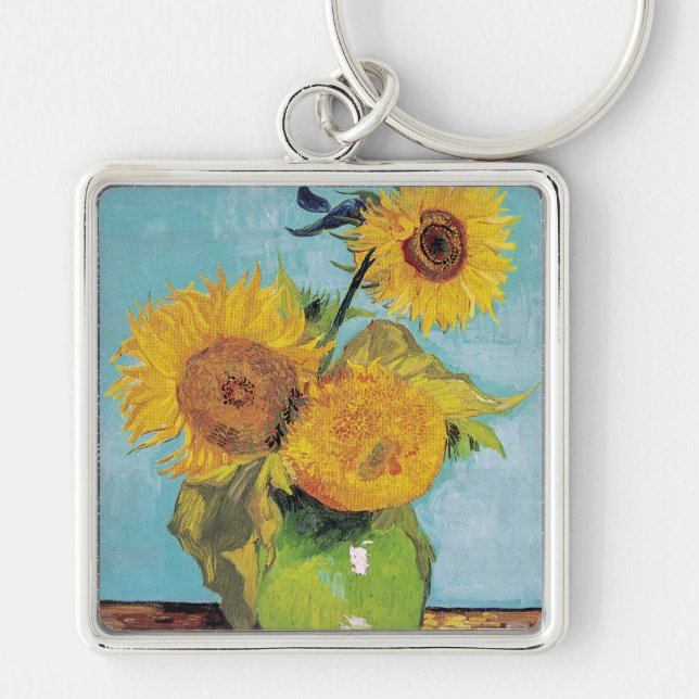 Porte-clés Van Gogh - 3 tournesols dans un vase (Devant)