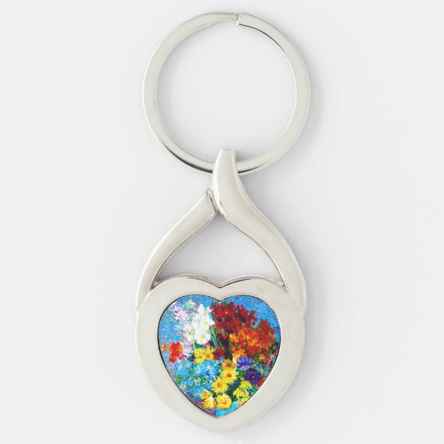 Porte-clés Van Gogh Flowers dans un Vase Bleu (Devant)