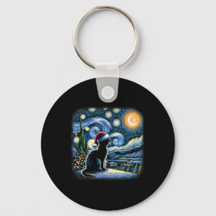 Porte-clés Van Gogh Starry Chat de nuit Funny Chat noir Chris